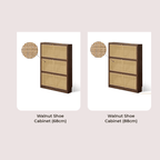 Natural Rattan Wooden 3-Tier Shoe Rack Cabinet Series