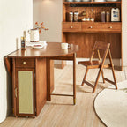 Natural Round Folding Dining Set With Chairs And Cabinet