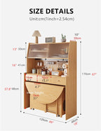 Natural Round Folding Dining Set With Chairs And Cabinet