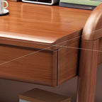 Natural Rubberwood Kids Writing Desk with Hutch and Dual Drawers