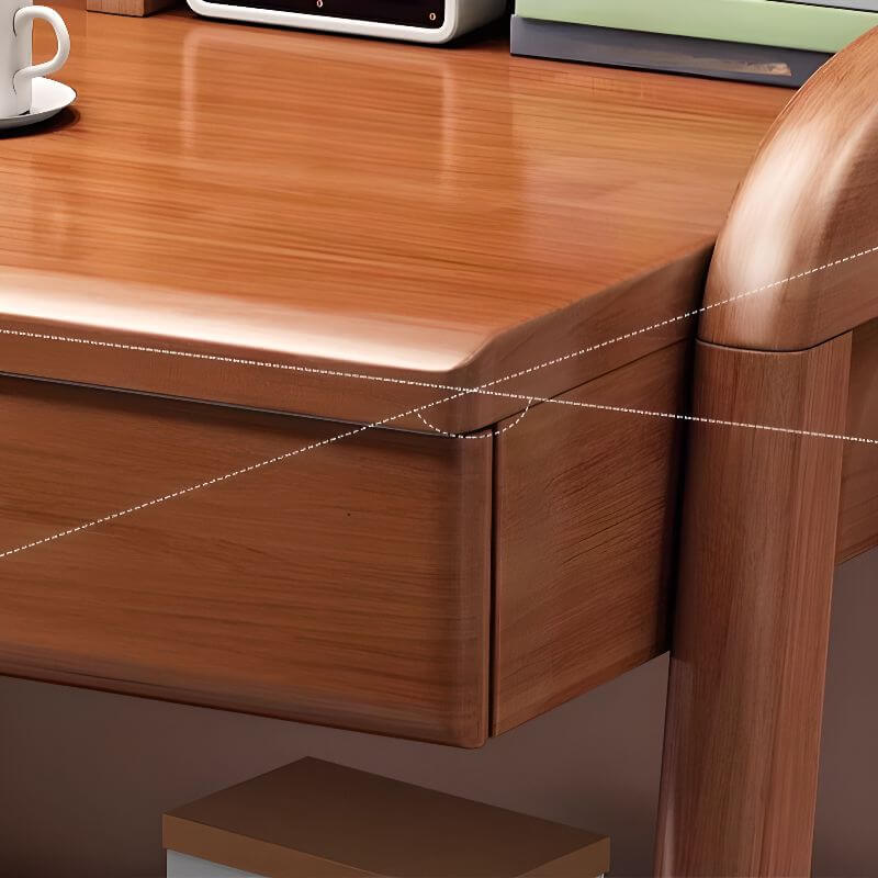 Natural Rubberwood Kids Writing Desk with Hutch and Dual Drawers