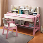 Natural Rubberwood Kids Writing Desk with Hutch and Dual Drawers