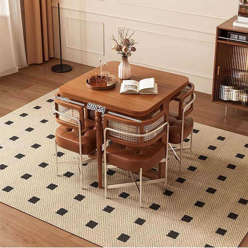 Natural Solid Wood Extendable Dining Table + 4 Chairs Main image