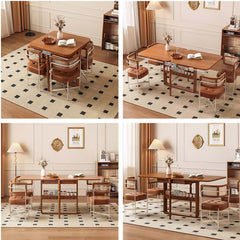 Natural Solid Wood Extendable Dining Table + 4 Chairs