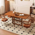 Natural Solid Wood Extendable Dining Table + 4 Chairs