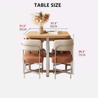 Natural Solid Wood Extendable Dining Table + 4 Chairs