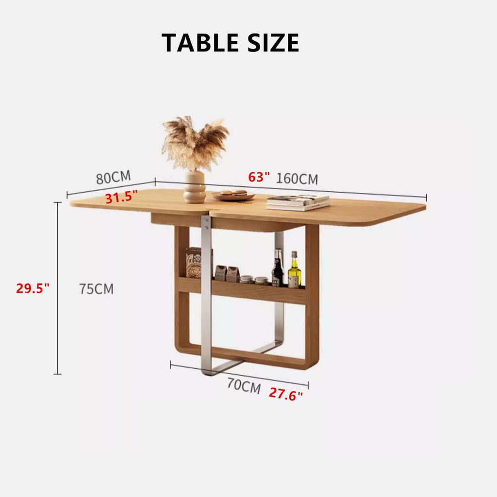 Natural Solid Wood Extendable Dining Table + 4 Chairs