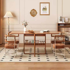 Natural Solid Wood Extendable Dining Table + 4 Chairs