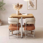 Natural Solid Wood Extendable Dining Table + 4 Chairs