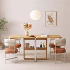Natural Solid Wood Extendable Dining Table + 4 Chairs