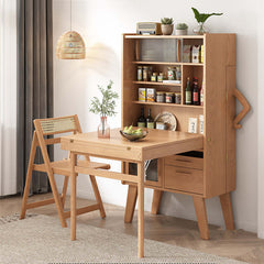 Natural Solid Wood Space-Saving Dining Set With Storage