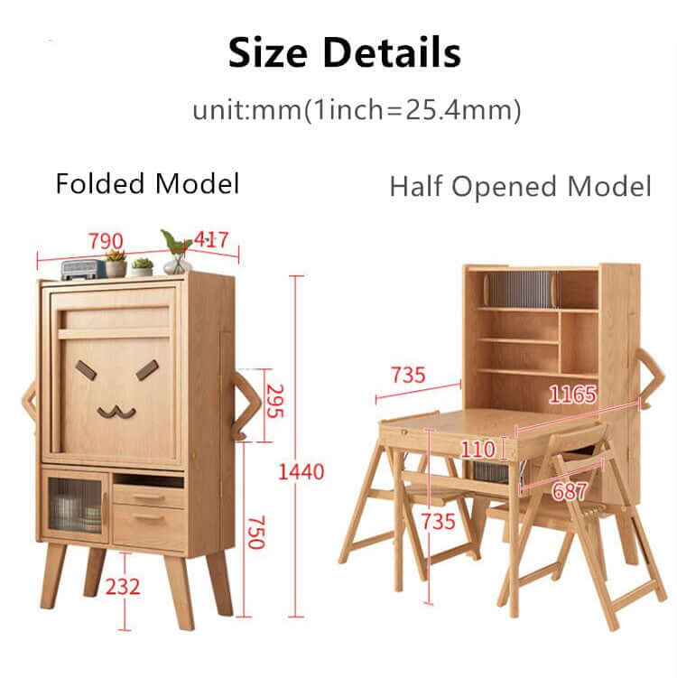 Natural Solid Wood Space-Saving Dining Set With Storage