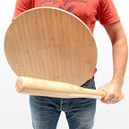 Natural Wood Baseball Bat Nightstand With Cable Slots