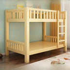 Natural Wood Bunk Bed with Storage Drawers and Ladder