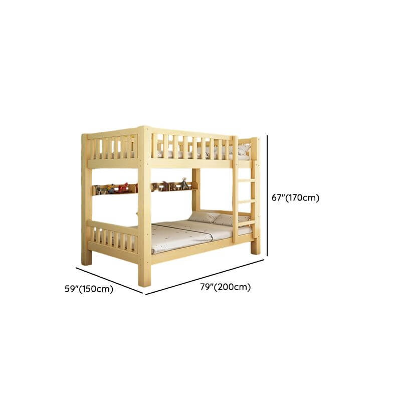 Natural Wood Bunk Bed with Storage Drawers and Ladder Dimensions