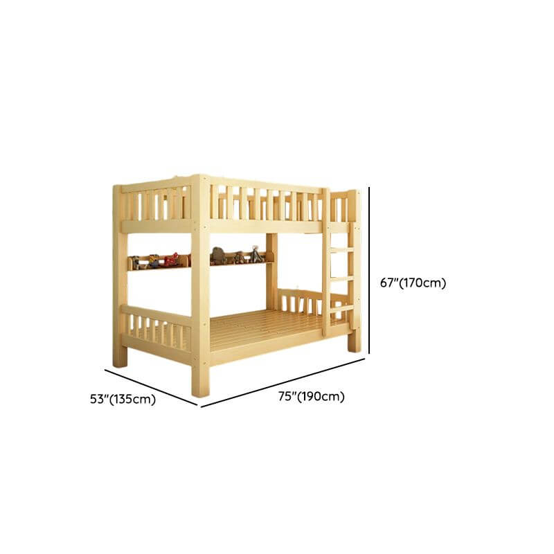 Natural Wood Bunk Bed with Storage Drawers and Ladder Dimensions