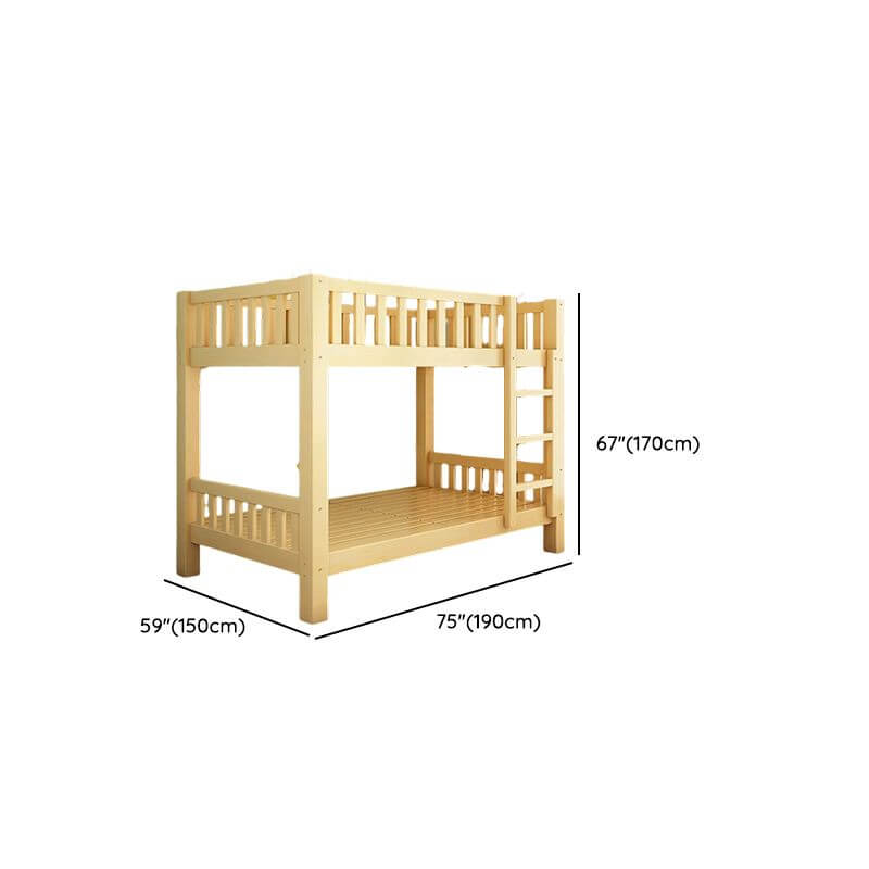 Natural Wood Bunk Bed with Storage Drawers and Ladder Dimensions