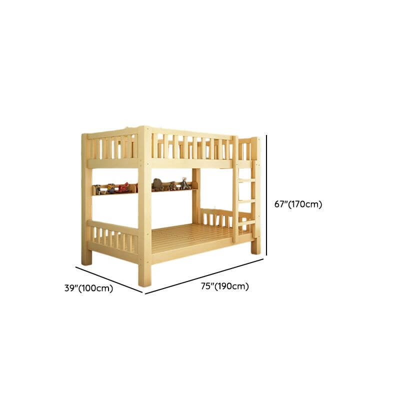 Natural Wood Bunk Bed with Storage Drawers and Ladder Dimensions