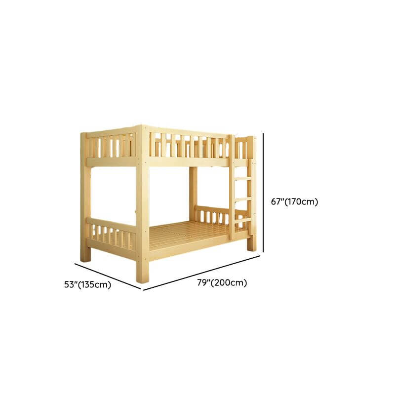 Natural Wood Bunk Bed with Storage Drawers and Ladder Dimensions