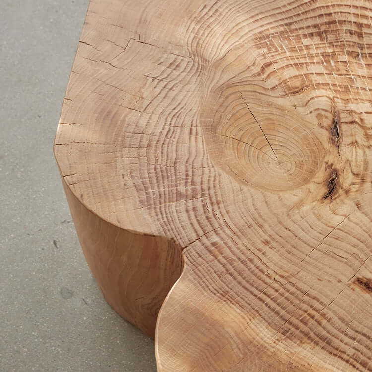 Natural Wood Coffee Table with Unique Petal Design