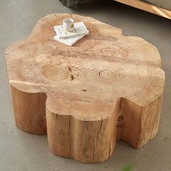 Natural Wood Coffee Table with Unique Petal Design