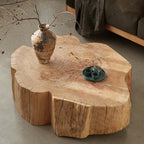 Natural Wood Coffee Table with Unique Petal Design