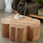 Natural Wood Coffee Table with Unique Petal Design