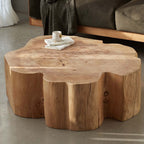 Natural Wood Coffee Table with Unique Petal Design