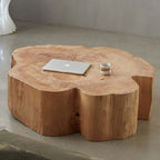 Natural Wood Coffee Table with Unique Petal Design