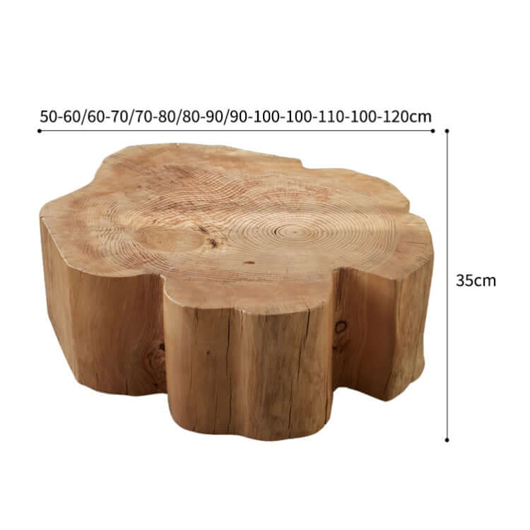 Natural Wood Coffee Table with Unique Petal Design Dimensions