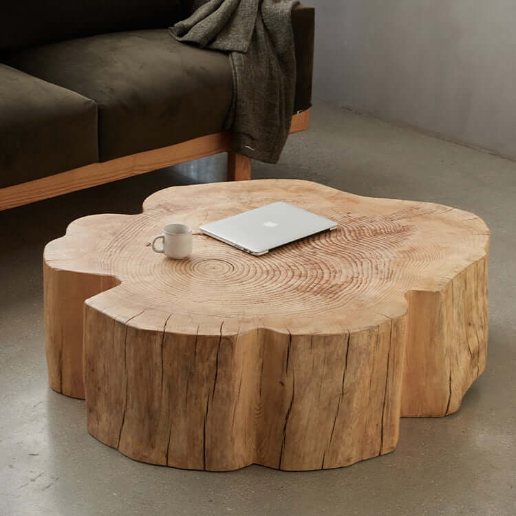 Natural Wood Coffee Table with Unique Petal Design Main Product Image Hauptbild