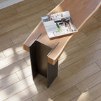 Natural Wood Entryway Bench With Black Metal Legs