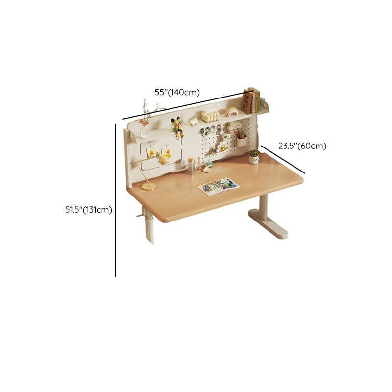 Natural Wood Finish Kids Writing Desk with Storage and Hutch Dimensions
