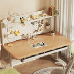 Natural Wood Finish Kids Writing Desk with Storage and Hutch Main Product Image