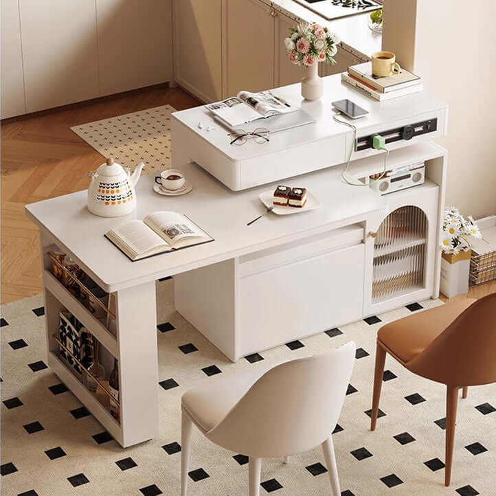 Natural Wood Island Table With Rotating Top