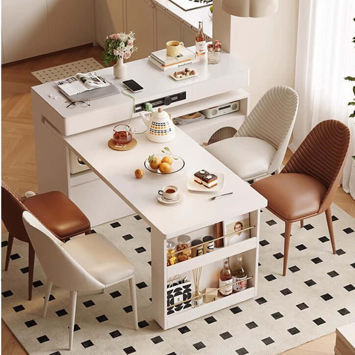 Natural Wood Island Table With Rotating Top