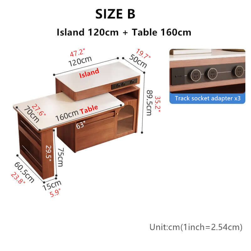 Natural Wood Island Table With Rotating Top