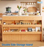 Natural Wood Island Table With Rotating Top