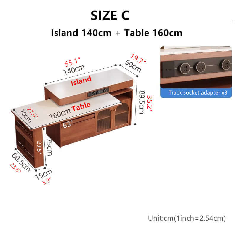 Natural Wood Island Table With Rotating Top