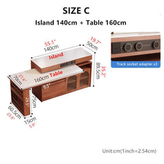 Natural Wood Island Table With Rotating Top