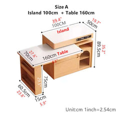 Natural Wood Island Table With Rotating Top