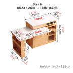 Natural Wood Island Table With Rotating Top