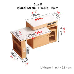 Natural Wood Island Table With Rotating Top