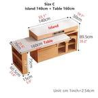 Natural Wood Island Table With Rotating Top