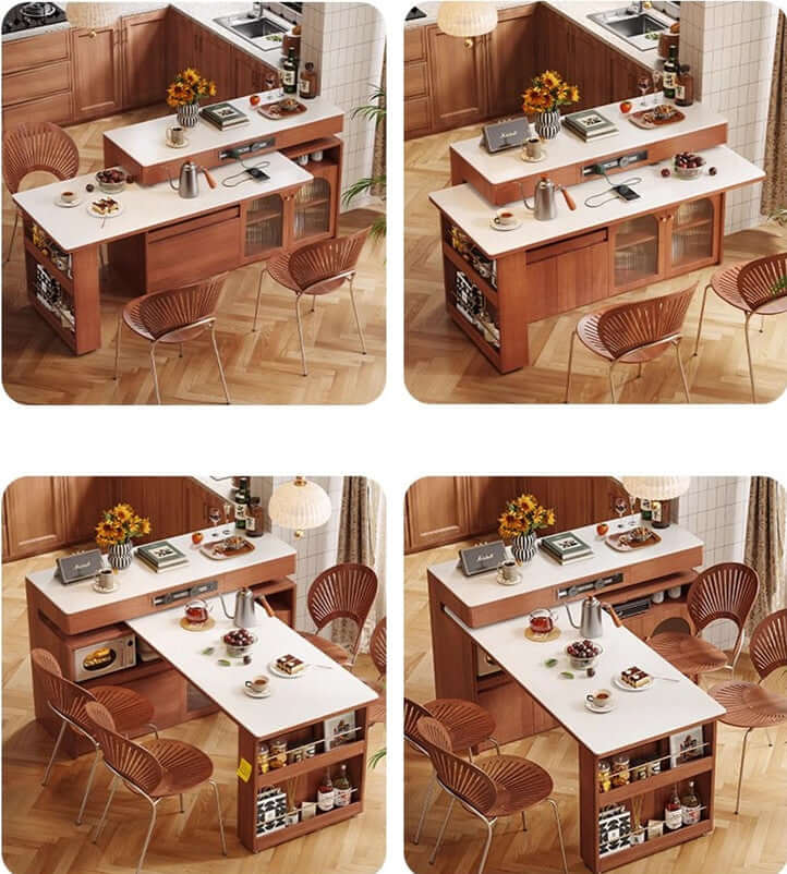 Natural Wood Island Table With Rotating Top