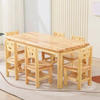 Natural Wood Kids Writing Desk Sets – Light Brown Round & Rectangular Tables with Chairs