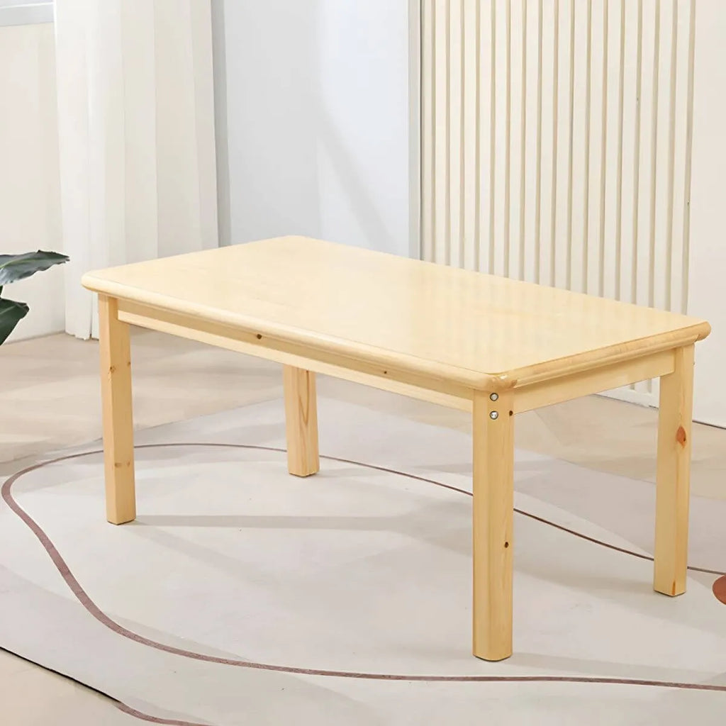 Natural Wood Kids Writing Desk Sets – Light Brown Round & Rectangular Tables with Chairs
