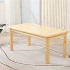 Natural Wood Kids Writing Desk Sets – Light Brown Round & Rectangular Tables with Chairs