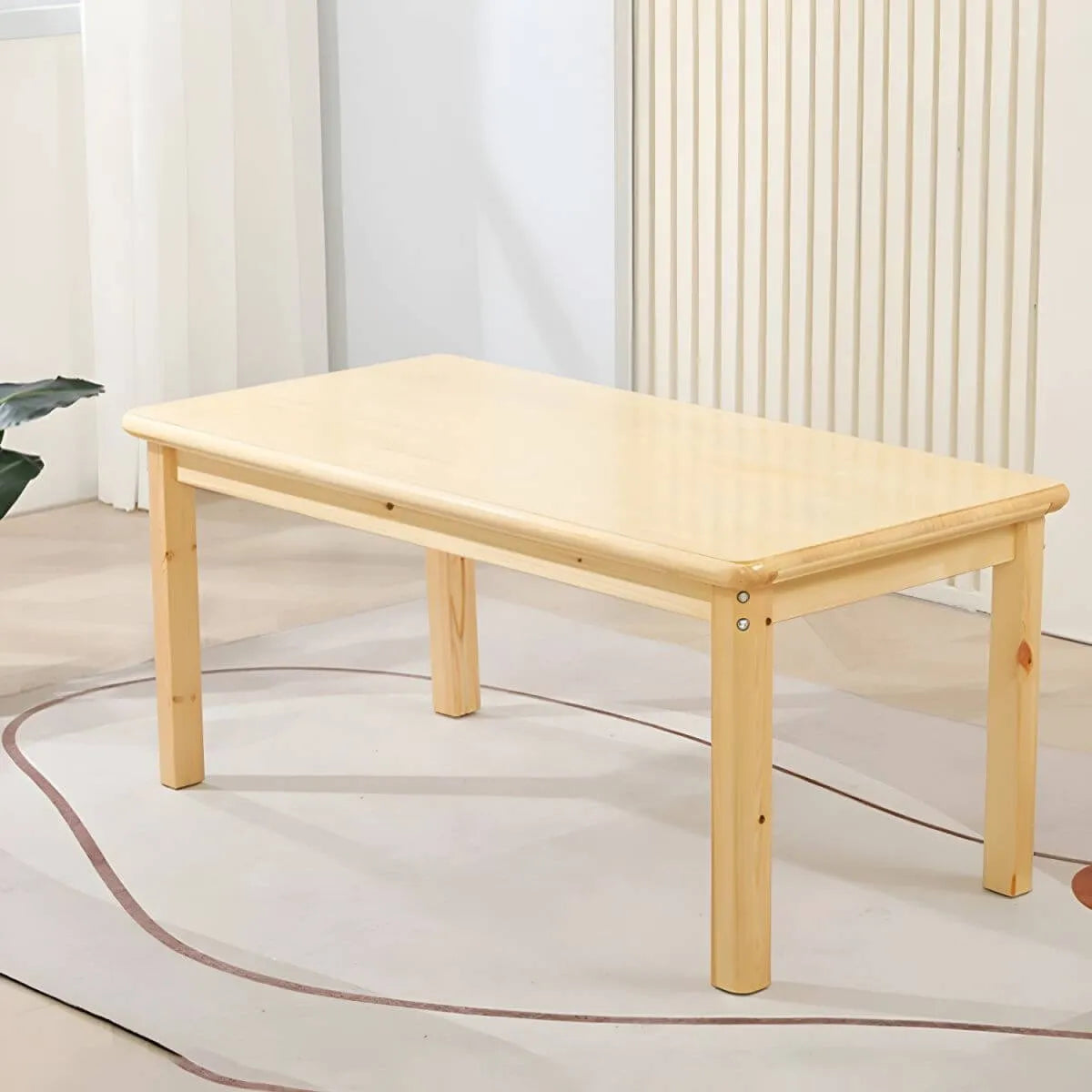 Natural Wood Kids Writing Desk Sets – Light Brown Round & Rectangular Tables with Chairs