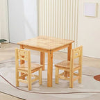 Natural Wood Kids Writing Desk Sets – Light Brown Round & Rectangular Tables with Chairs